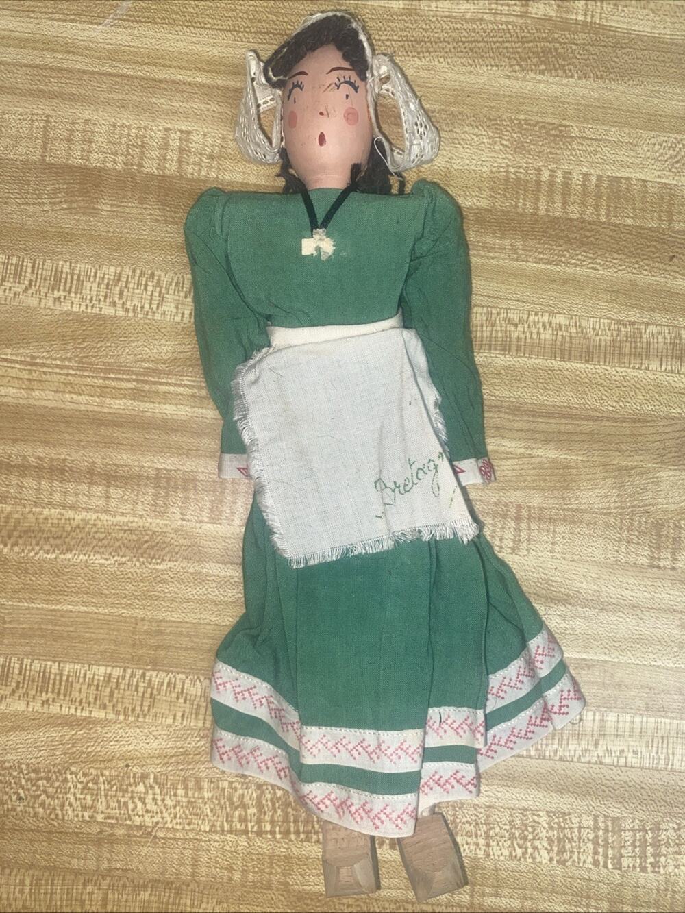 Vintage Peg Doll Wooden Frame Head, Hands, Feet Handmade Dutch Theme 12.5”